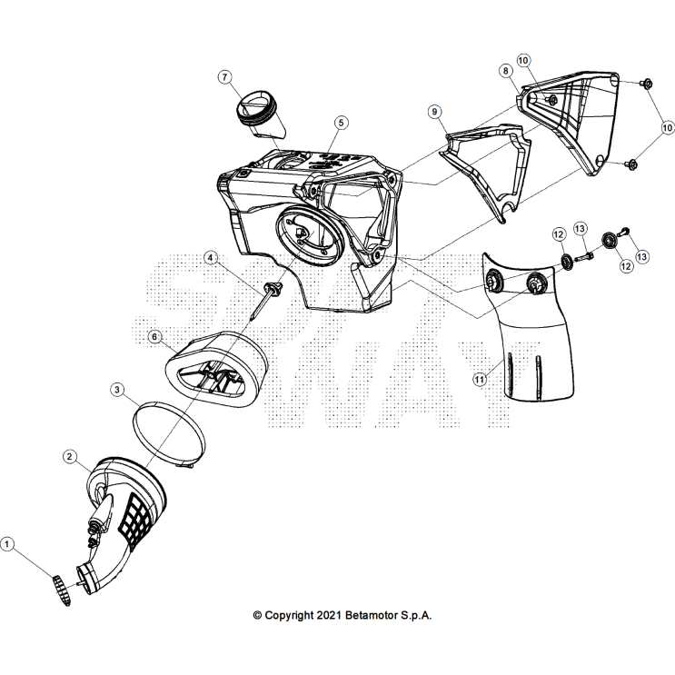 VUE ECLATEE BOITE A AIR BETA MOTARD 50 RR WHITE SPORT 2026